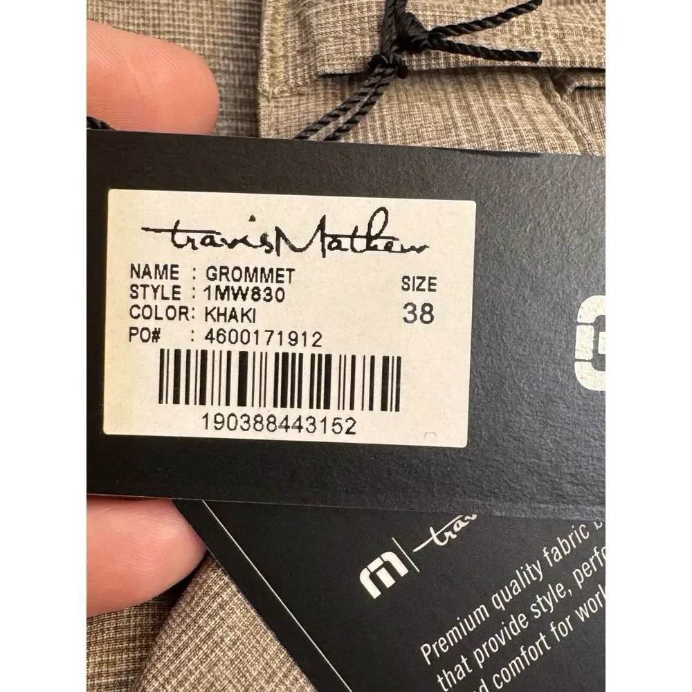 Travis Mathew Grommet‎ Performance Golf Shorts Size 38 Beige Brown Plaid